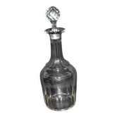 Vintage bistro carafe in cut glass with flat ribs H33cm