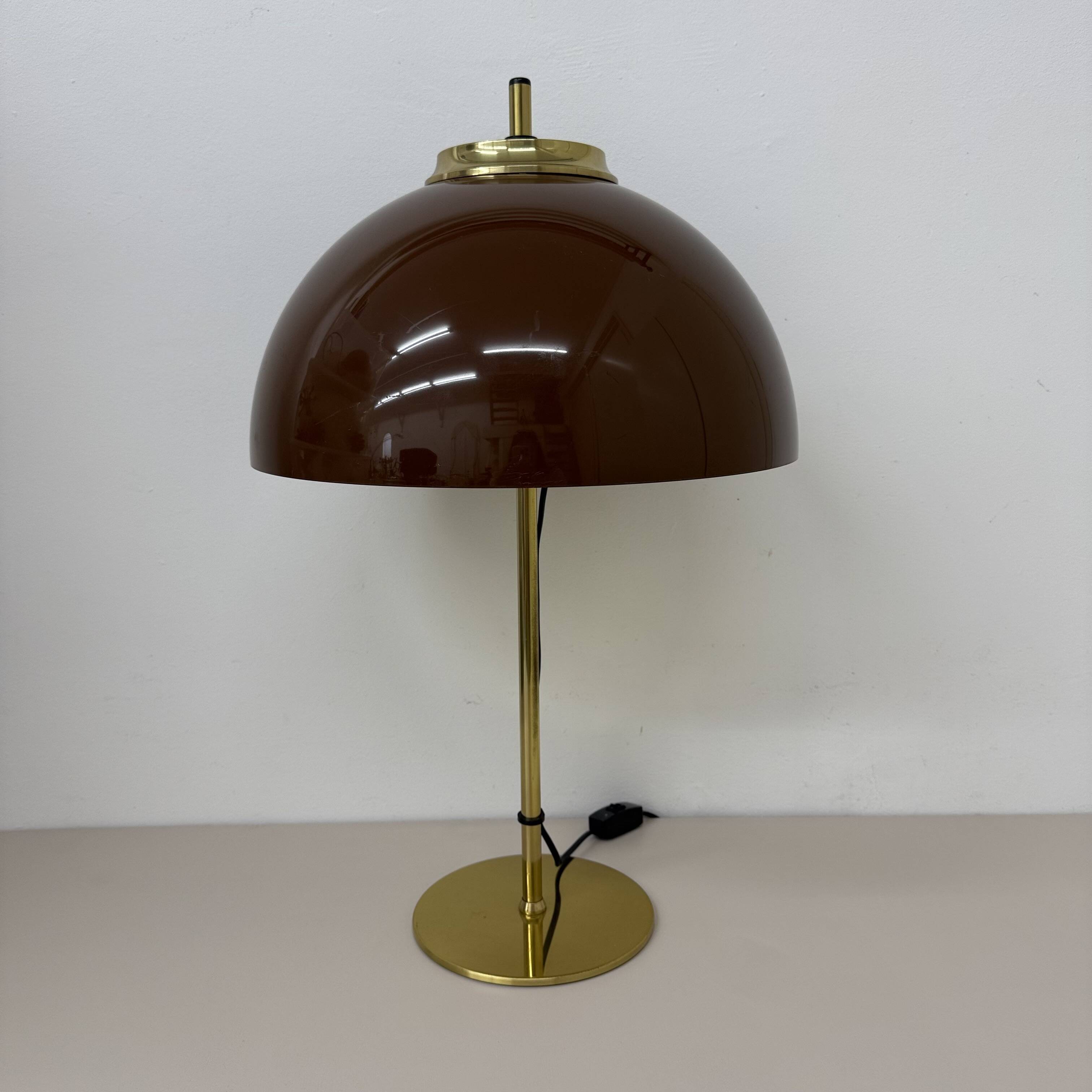 Vintage Mushroom table lamp with gold metal base , 1970s