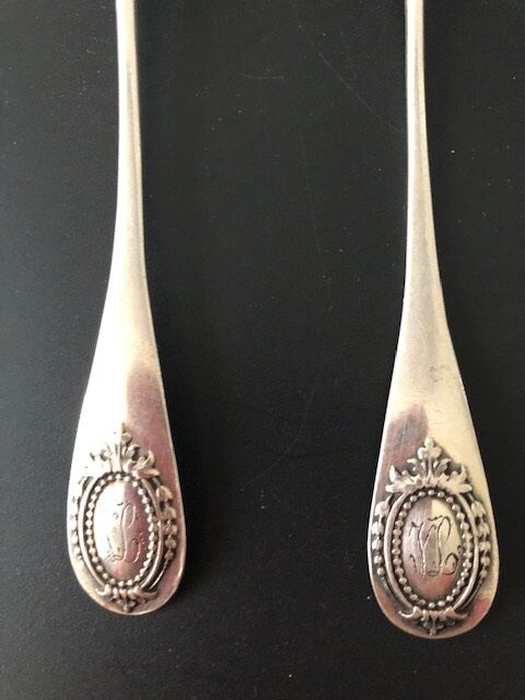 4 antique silver-plated metal teaspoons
