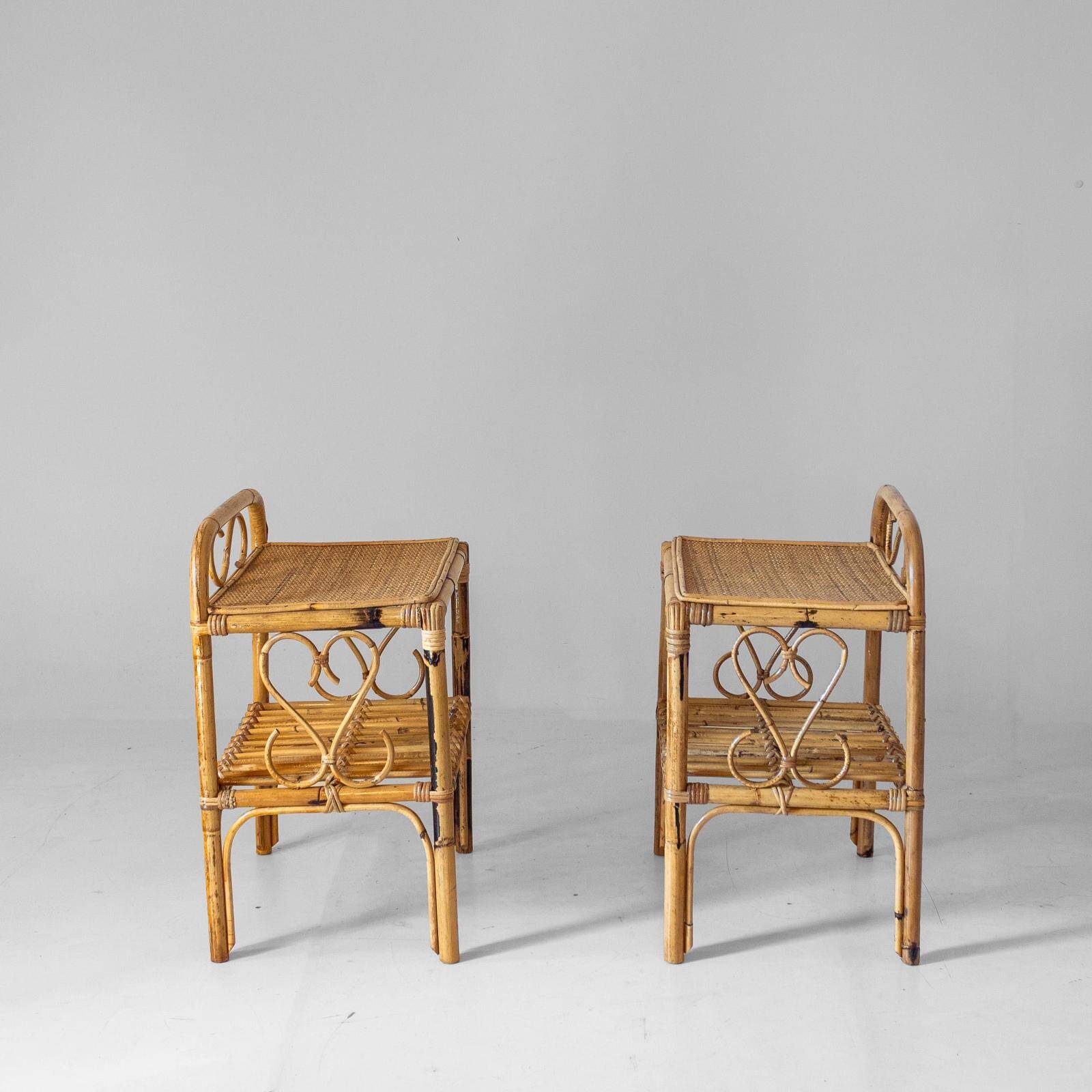 Midcentury Modern Italian Bamboo Side Tables, set of two, Italy 1960s