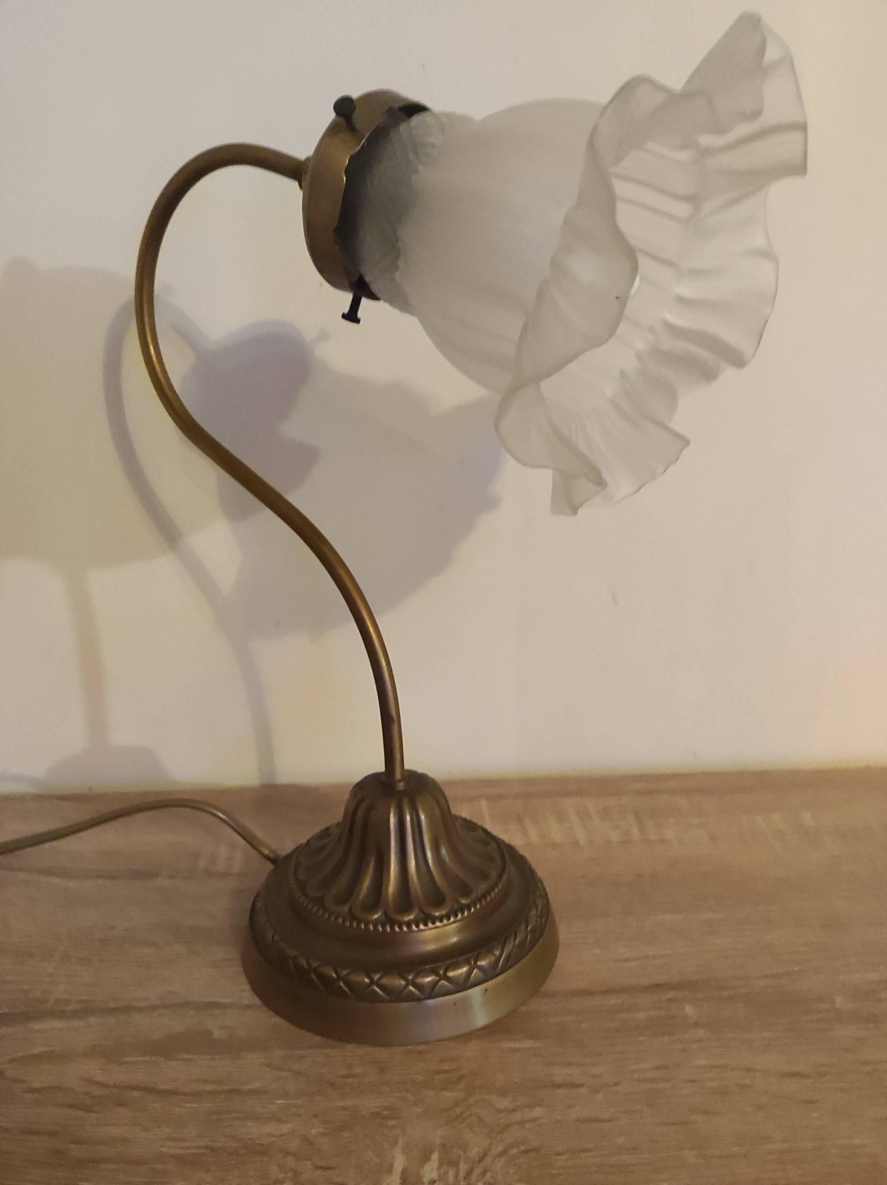 Bronze gooseneck desk lamp and glass paste