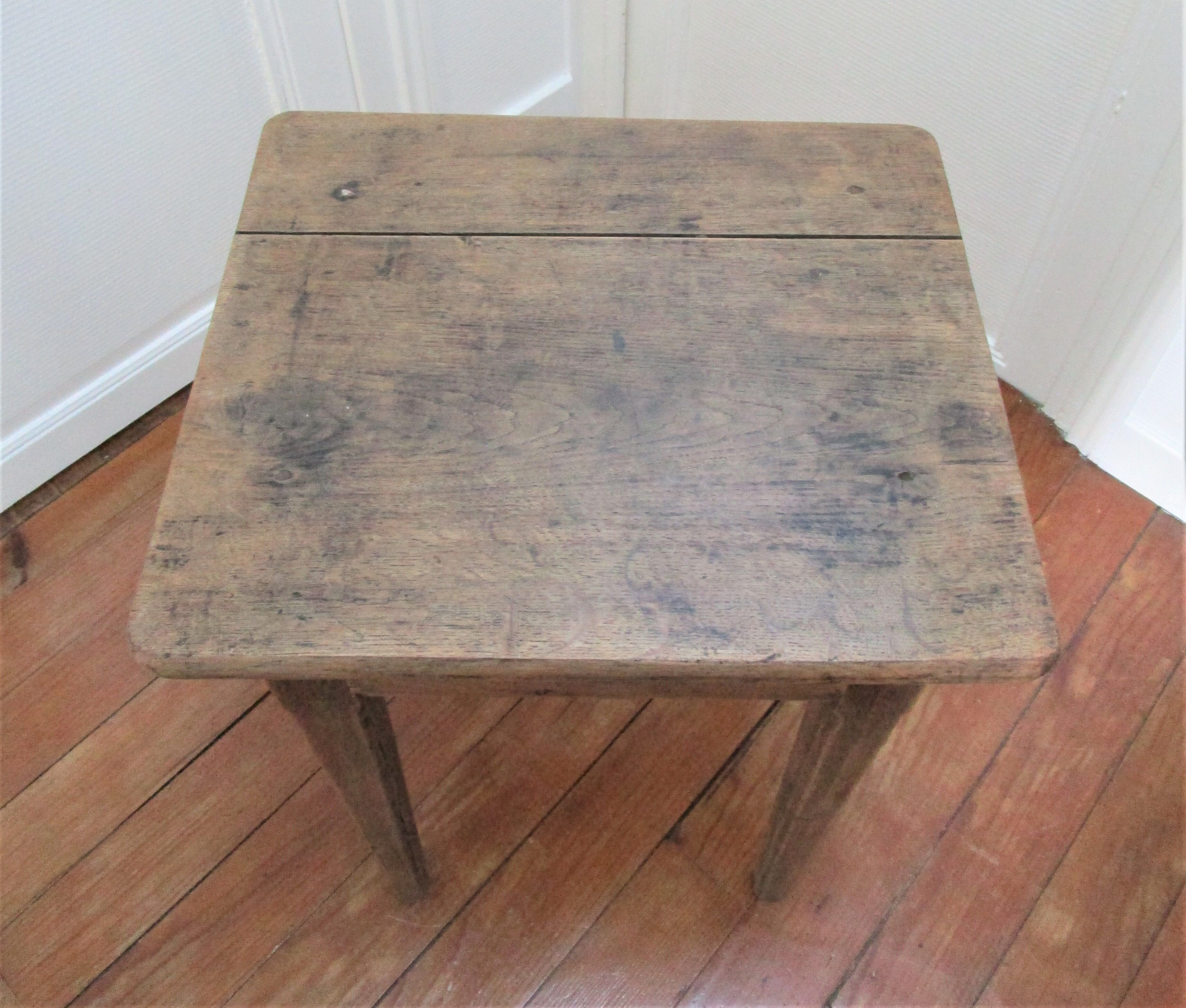 Bedside table solid oak patinated early twentieth century