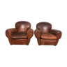 Pair of leather club chairs era 70/80
