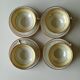 4 cups with 4 saucers Limoges, fine porcelain, coffee cups, white, light green, gold