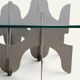 Minimalist sculptural coffee table in metal and glass – 1970