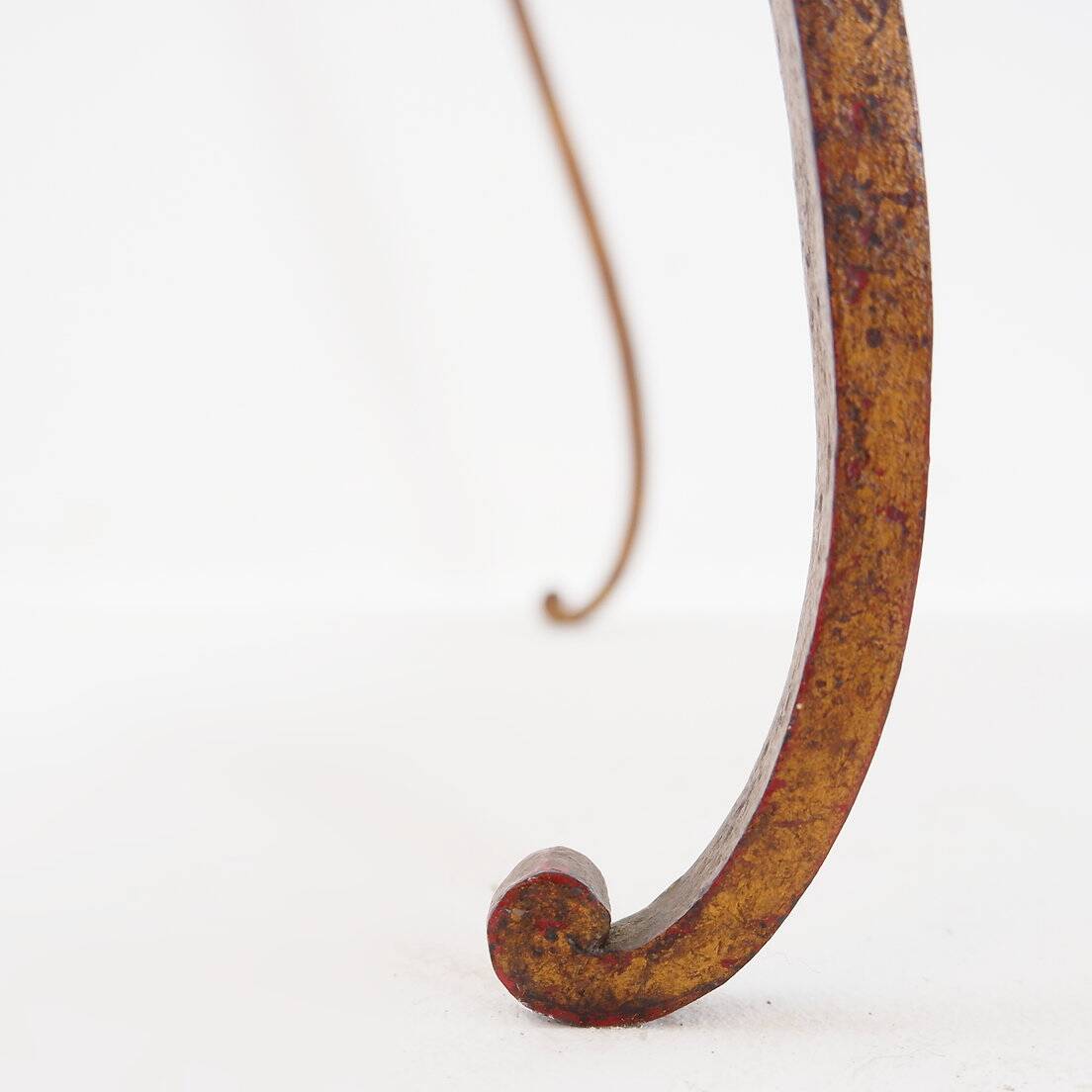 René Prou style gold metal side table with marble top