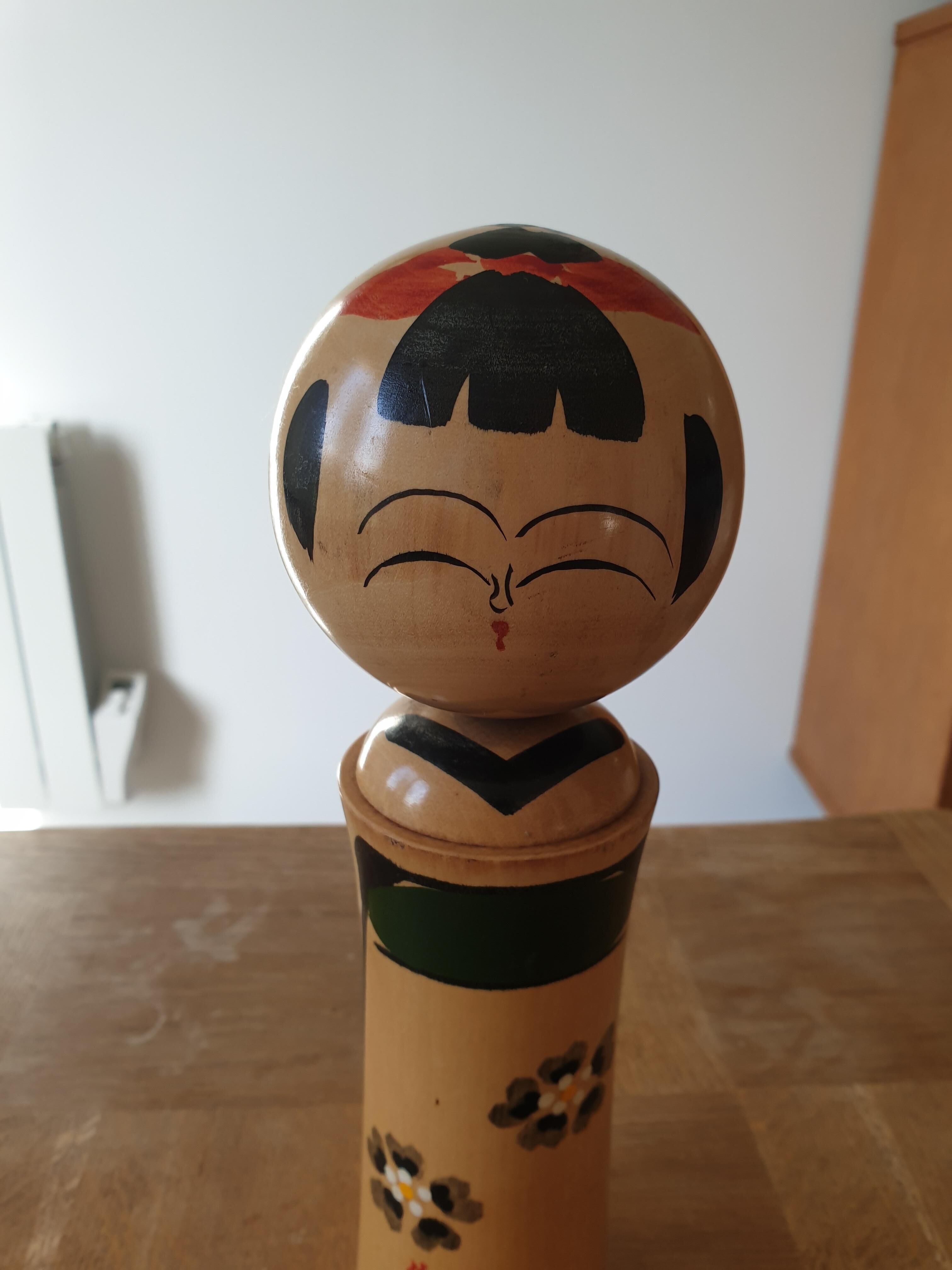 Japanese hand-painted Kokeshi doll from the 1960s