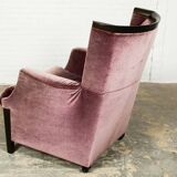 Italian Purple Velours Lounge Chair designed for Giorgetti, 1970s