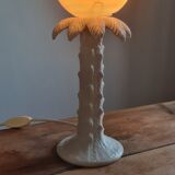 Ceramic palm lamp and white opaline globe