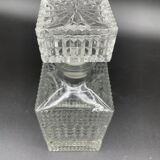 Vintage, whisky decanter, square, glass, diamond tip, square cap, tableware, décor