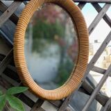 Miroir en rotin vintage