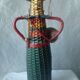 Bottle scoubidou and wicker years 1970 vintage