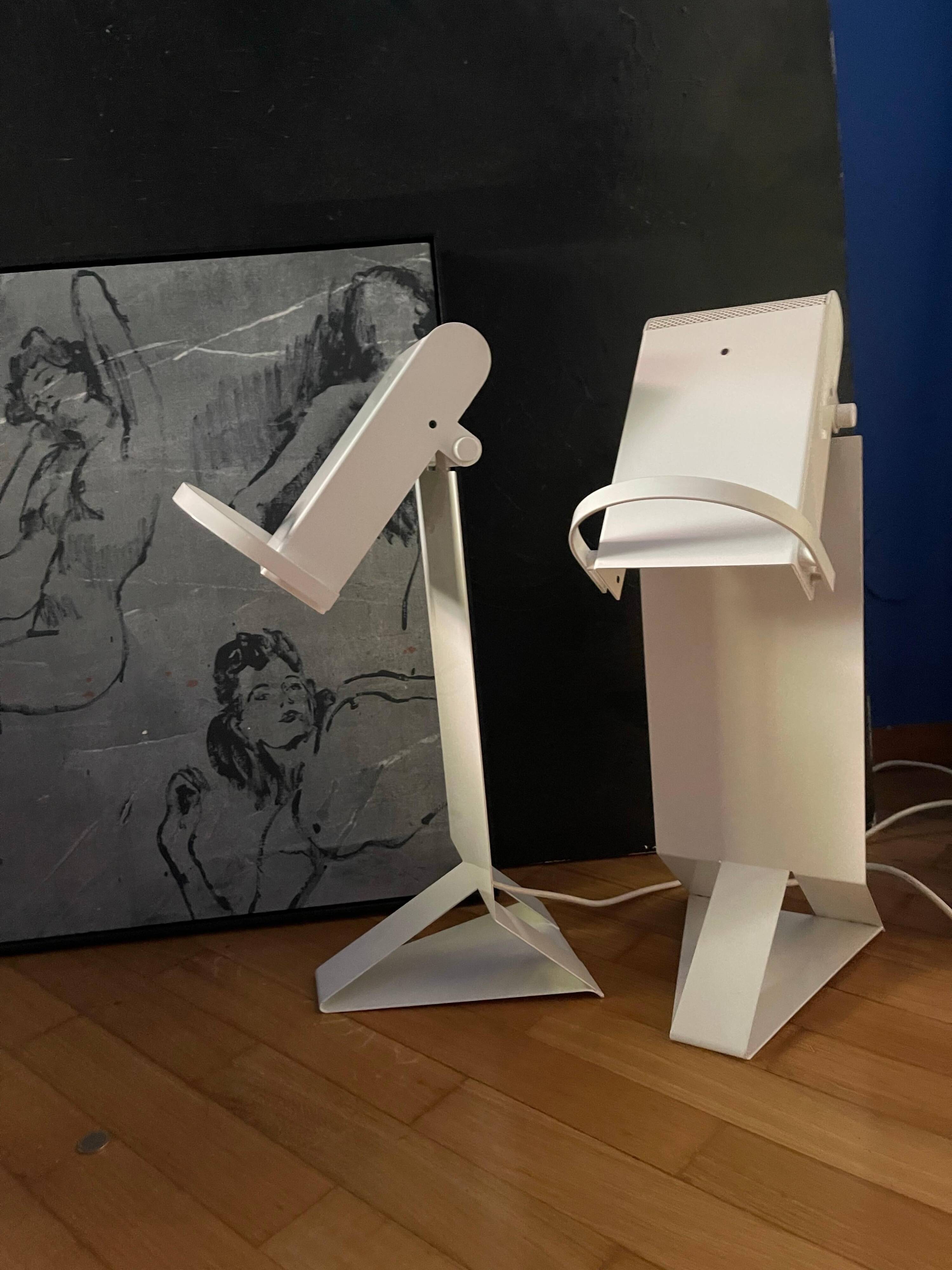 Pair of Vintage Italian Postmodern Loft  Table Lamps in Metal