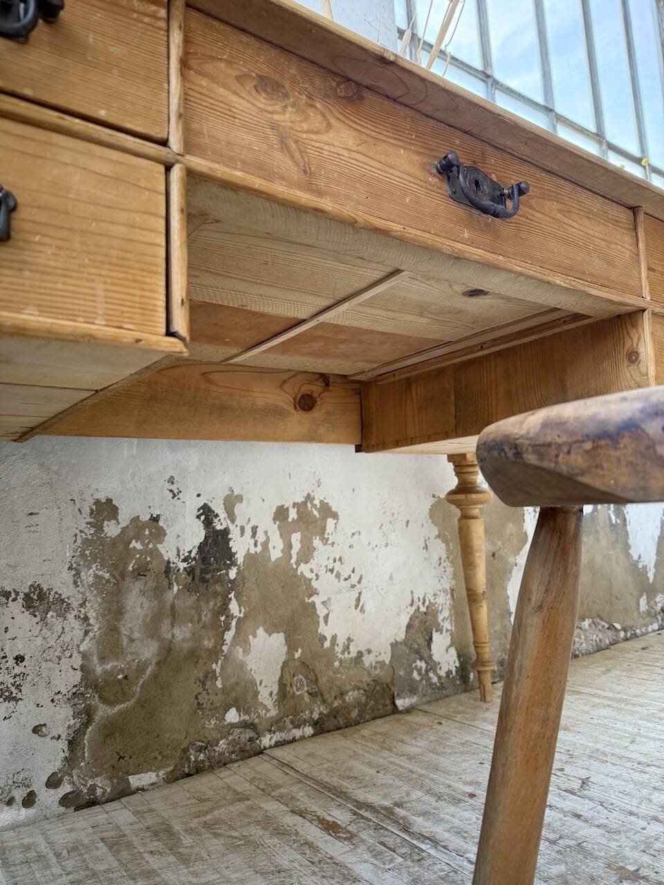 Blonde walnut desk and pine top 1900