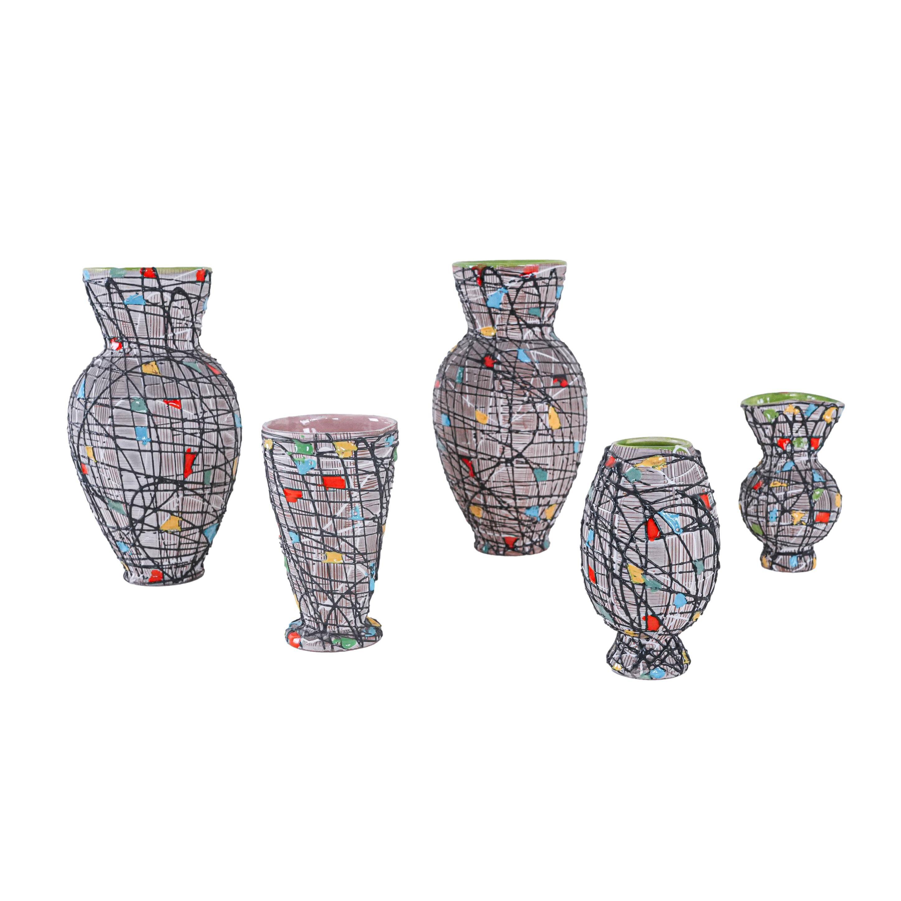 Set of ceramic vases, Italian design, 1960s, made in Italy