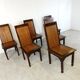 Mid century bamboo high back dining chairs with table, 1960s