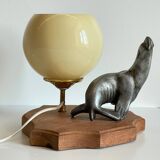 Art Deco Sea Lion blown glass lamp