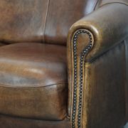 Characterful vintage sturdy 2-seater club sofa made of sheepskin leather