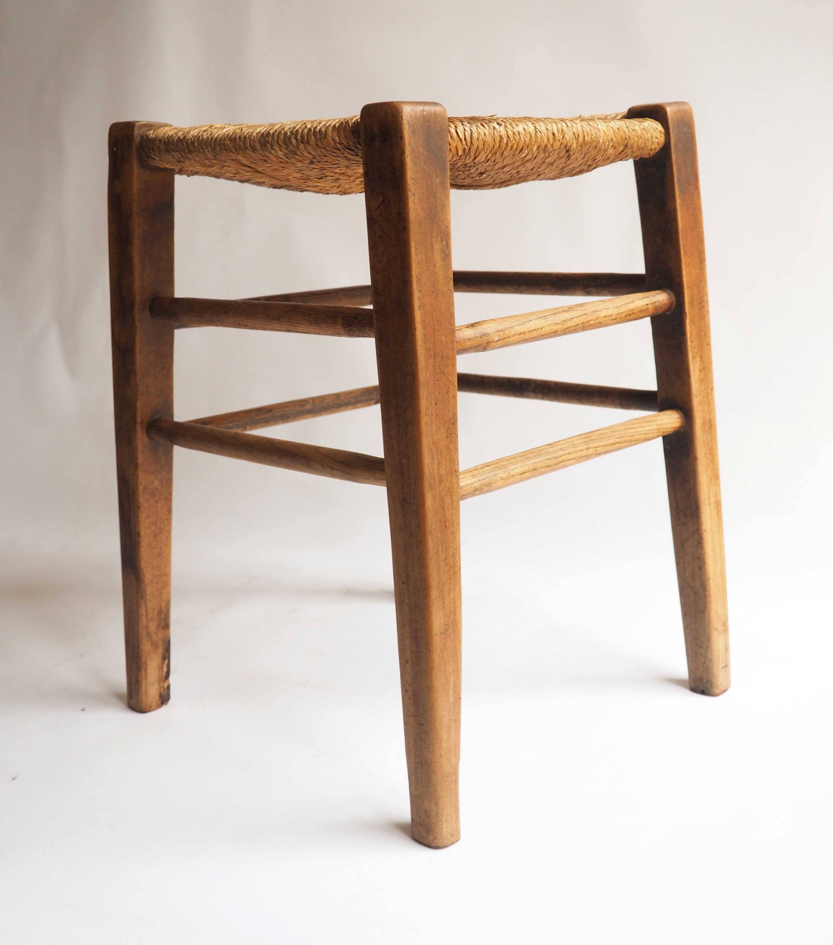 Old stool with straw seat