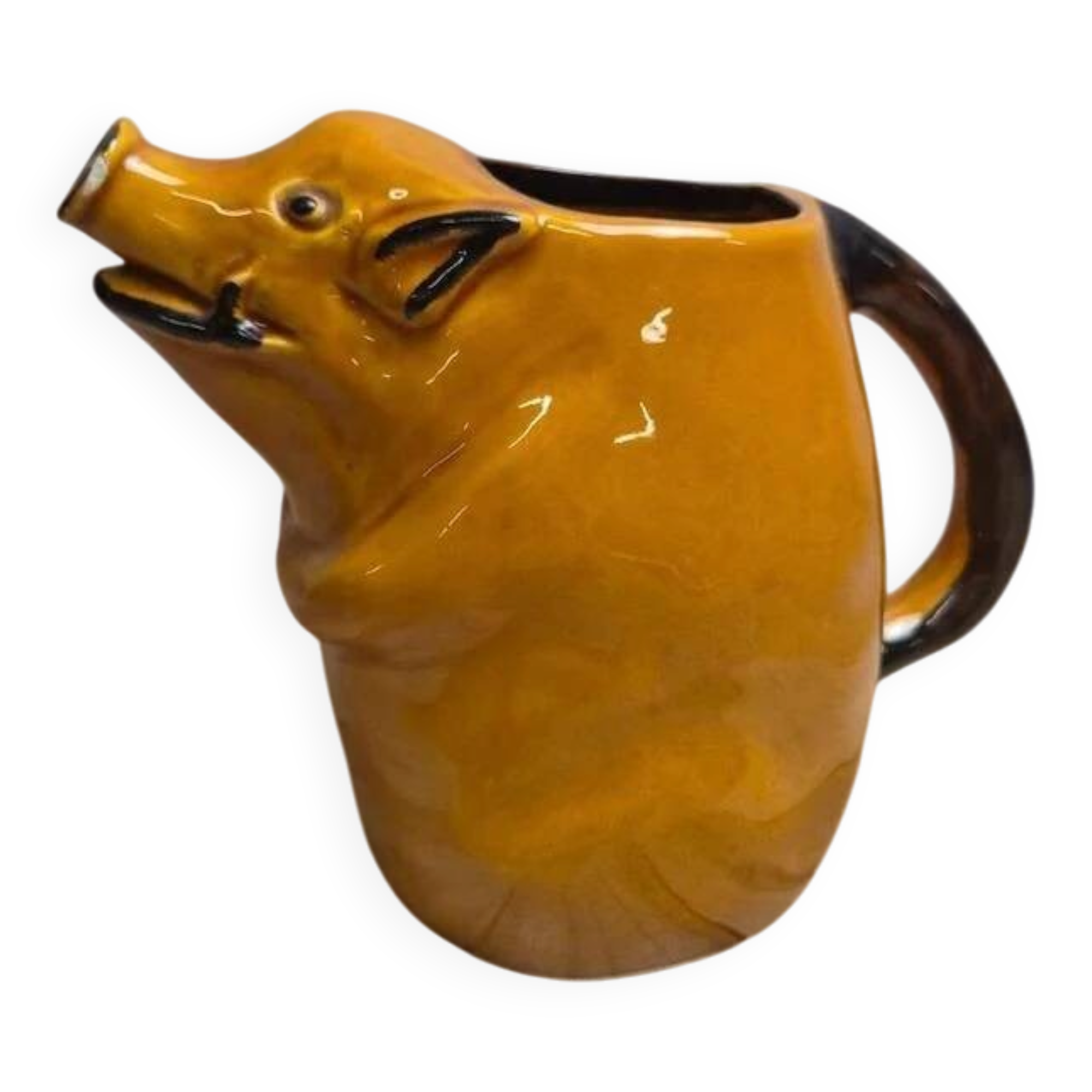 Zoomorphic pitcher Goret Poët-Laval – vintage slipware – pig