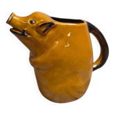 Pichet zoomorphe Goret Poët-Laval – barbotine vintage – cochon