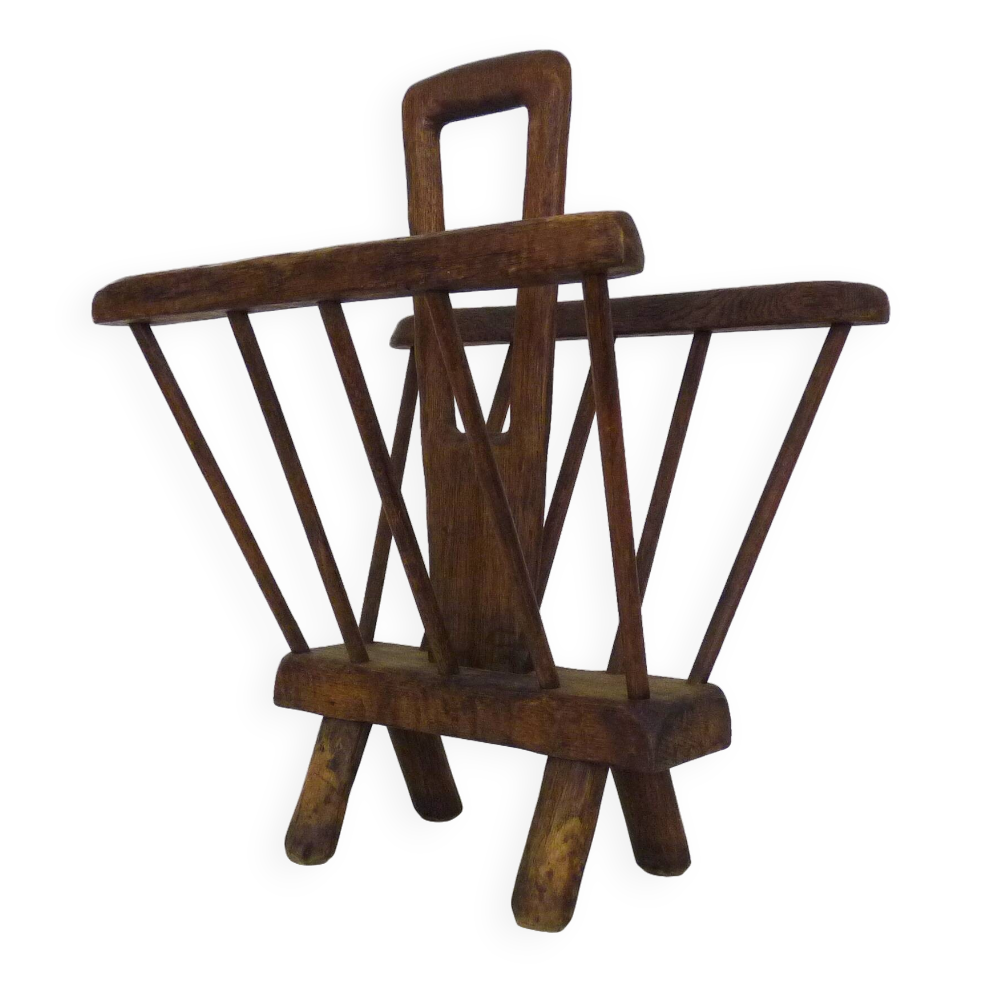 Porte- revues brutaliste en bois des années 1950