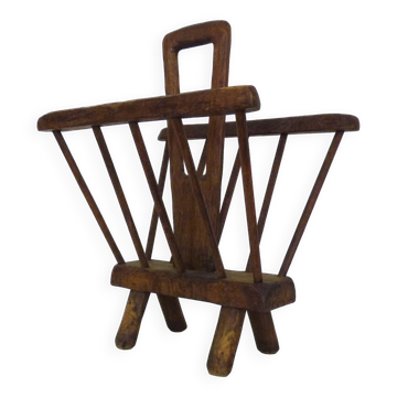 1950s Brutalist Wooden Magazine Rack