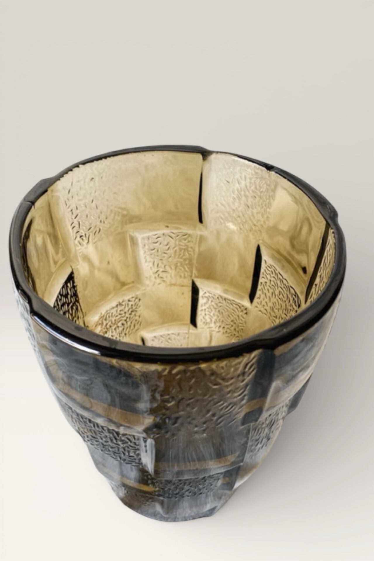 Pressed-mould glass vase 1970s Brutalist / Mid-Century aesthetic