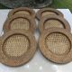 Ensemble de 6 plateaux en rotin et cannage, 1970