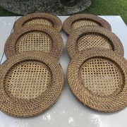 Set of 6 rattan and cane trays, 1970