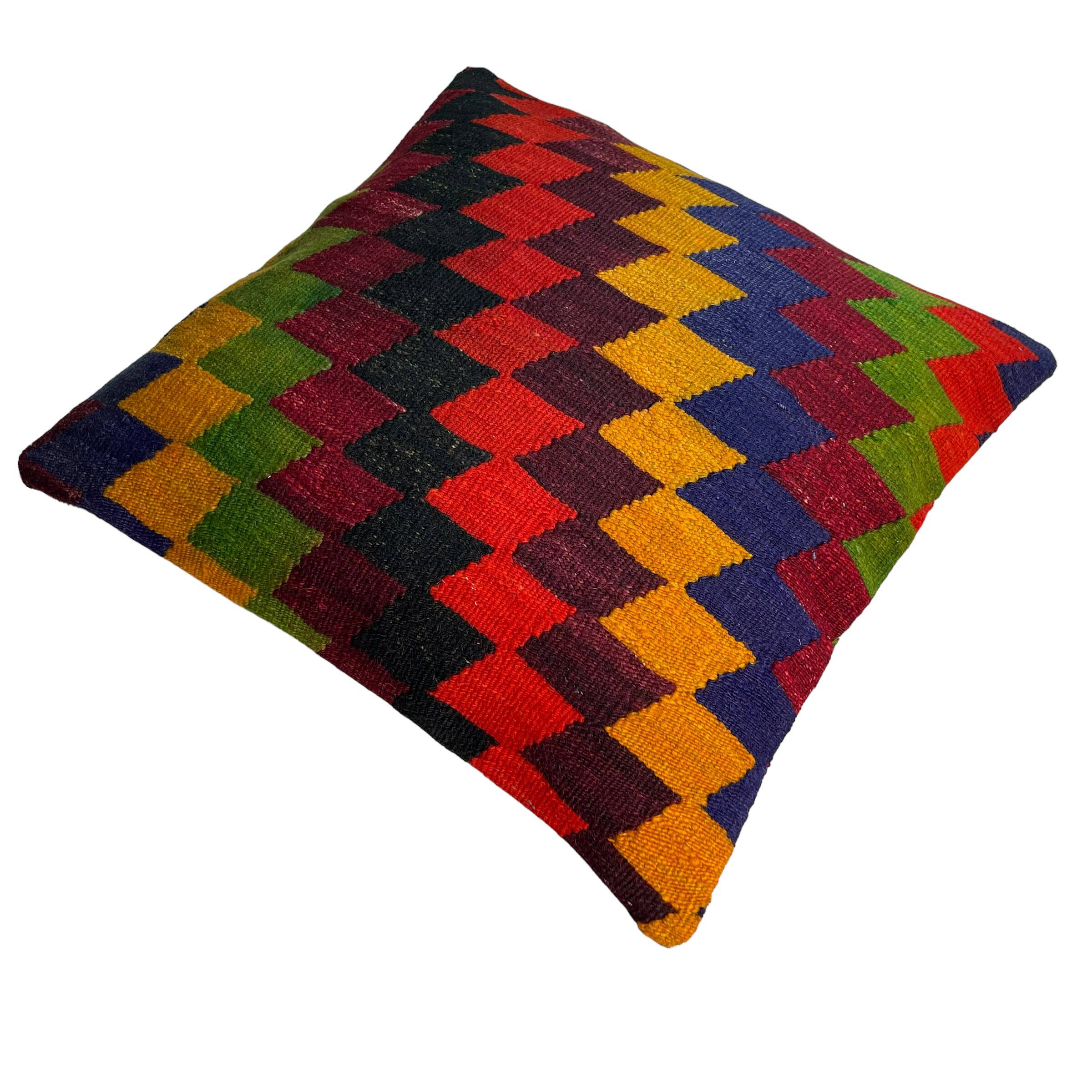 Vintage turkish kilim cushion cover , 55 x 55 cm