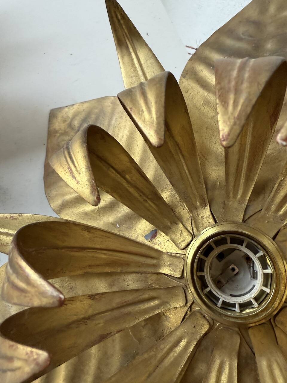 Pair of gold metal flower wall lights