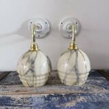 Pair of Art Deco wall lights in marbled opaline
