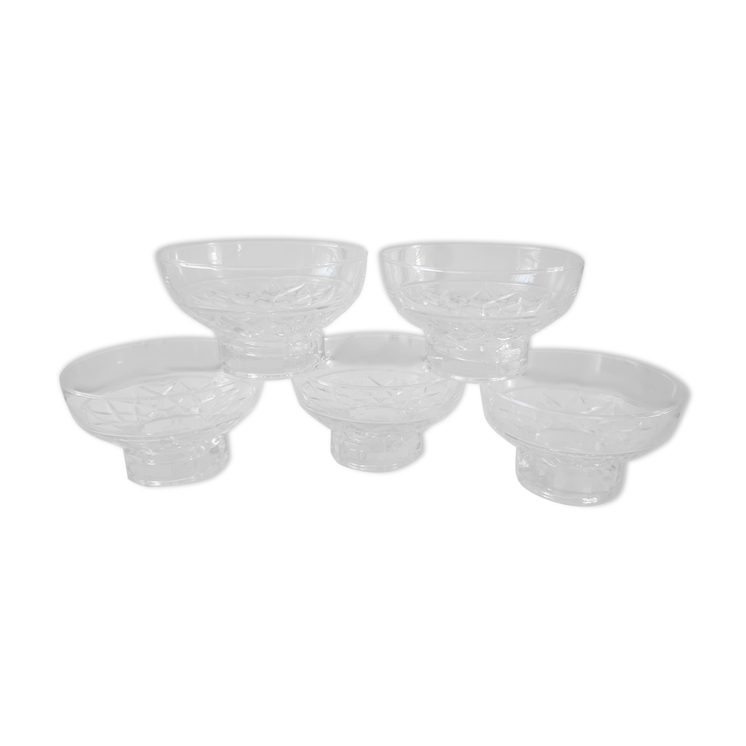 Lot de 5 coupes à champagne en cristal années 50-60