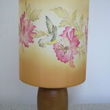 Sandstone lamp with silk shade