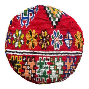Pouf marocain berbère - motifs multicolores