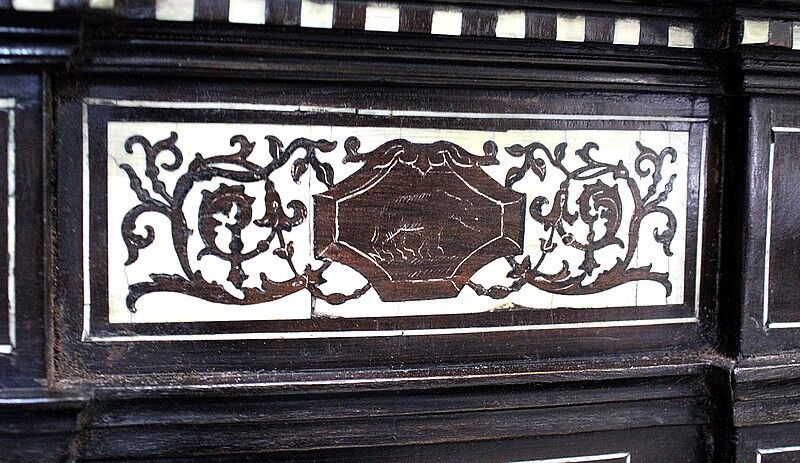 Ceremonial showcase in blackened pearwood, Napoleon III period - 1850