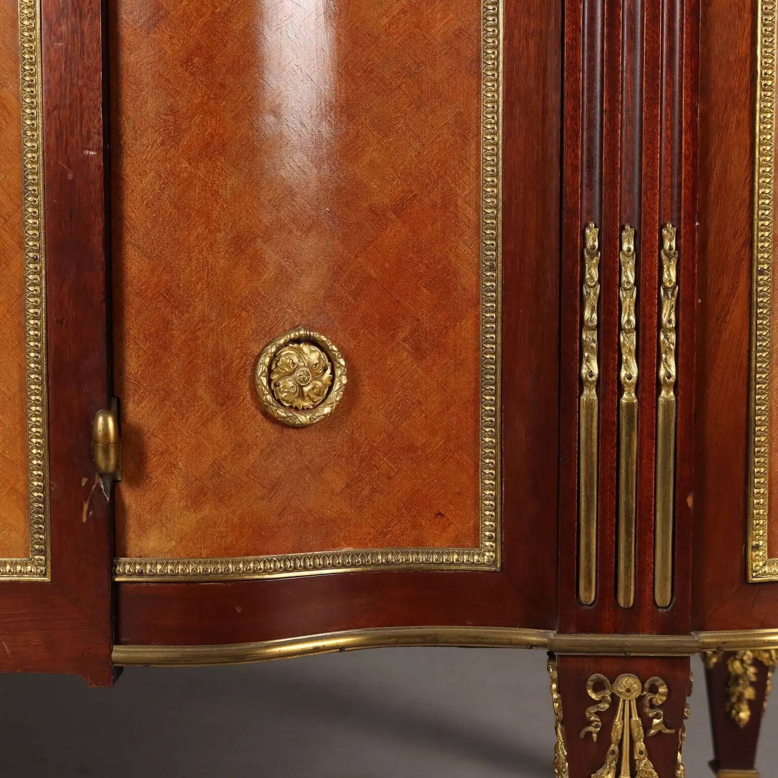 Louis XVI-style buffet in mahogany and gilded bronze, 20th century.