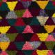 Colorful Vintage Hand-Knotted Turkish Tulu Rug with Geometric Triangle Design, 100% Wool