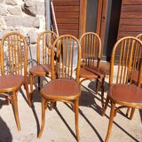 6 chaises Baumann en bois et simili cuir