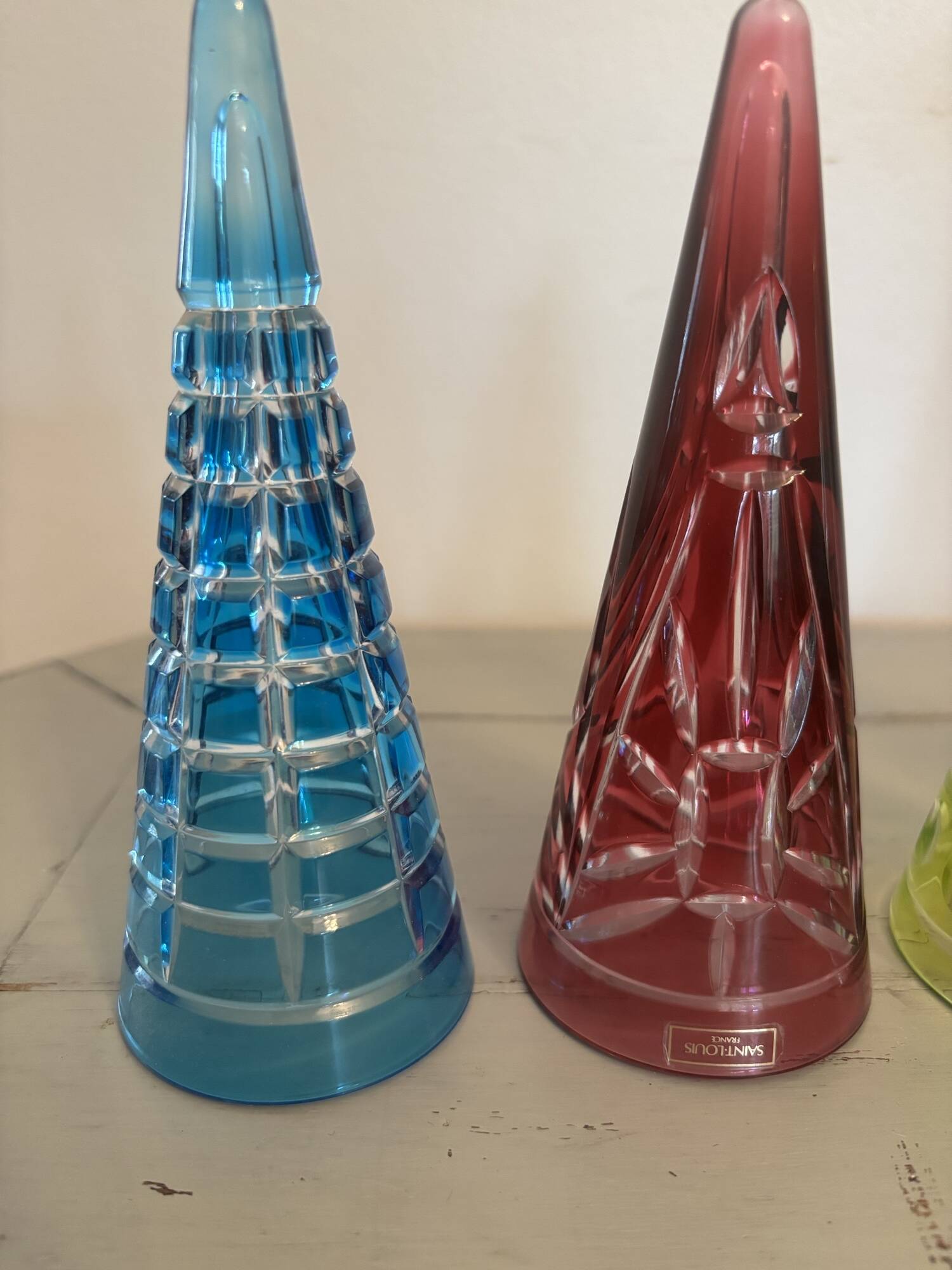 Set of 4 small glasses known as "cul sec" from Saint Louis in Colombine crystal.