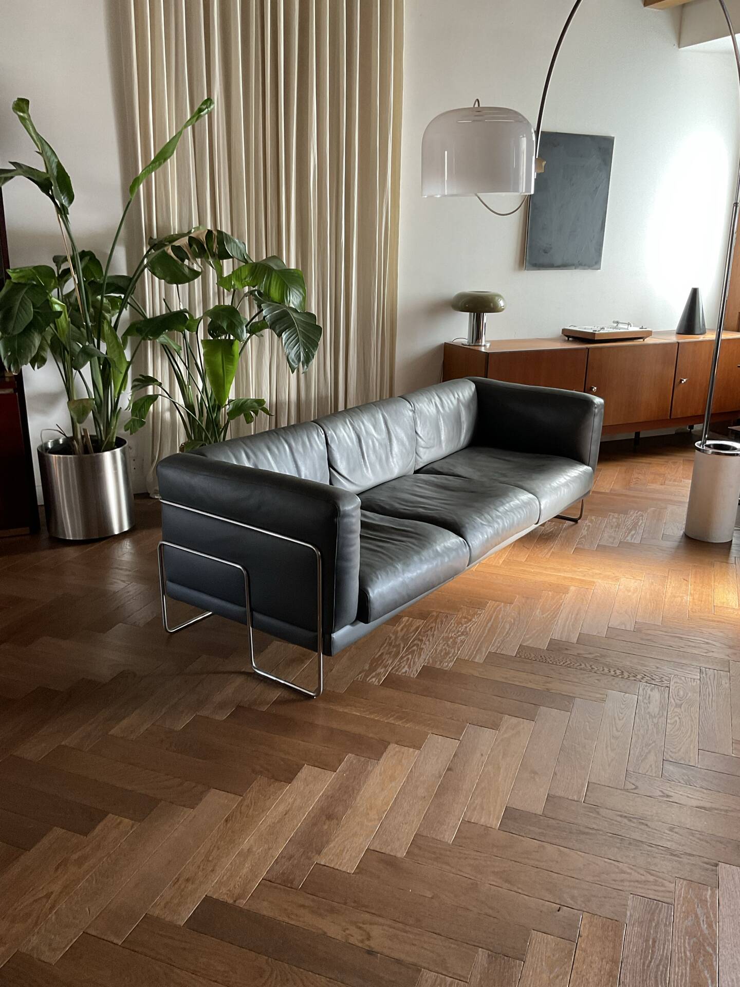 3-seater leather sofa Pen Club by Kwok Hoï Chan Steiner