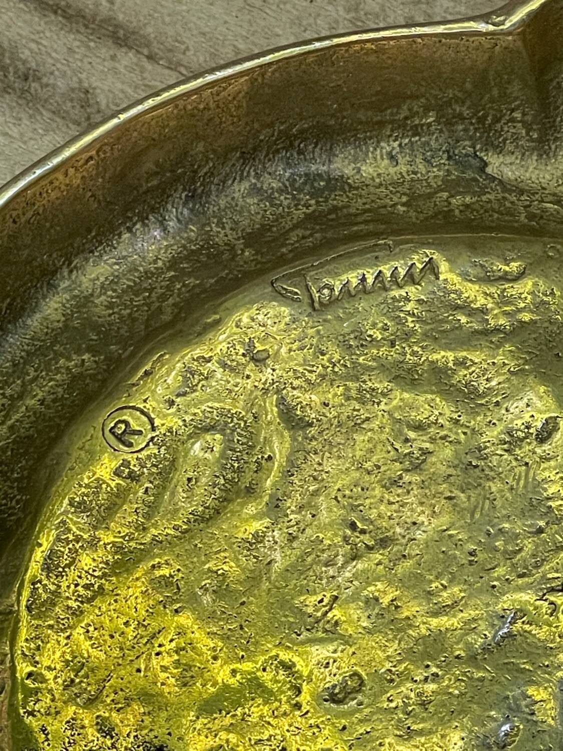 Italian Brutalist Brass Ashtray by Tonini