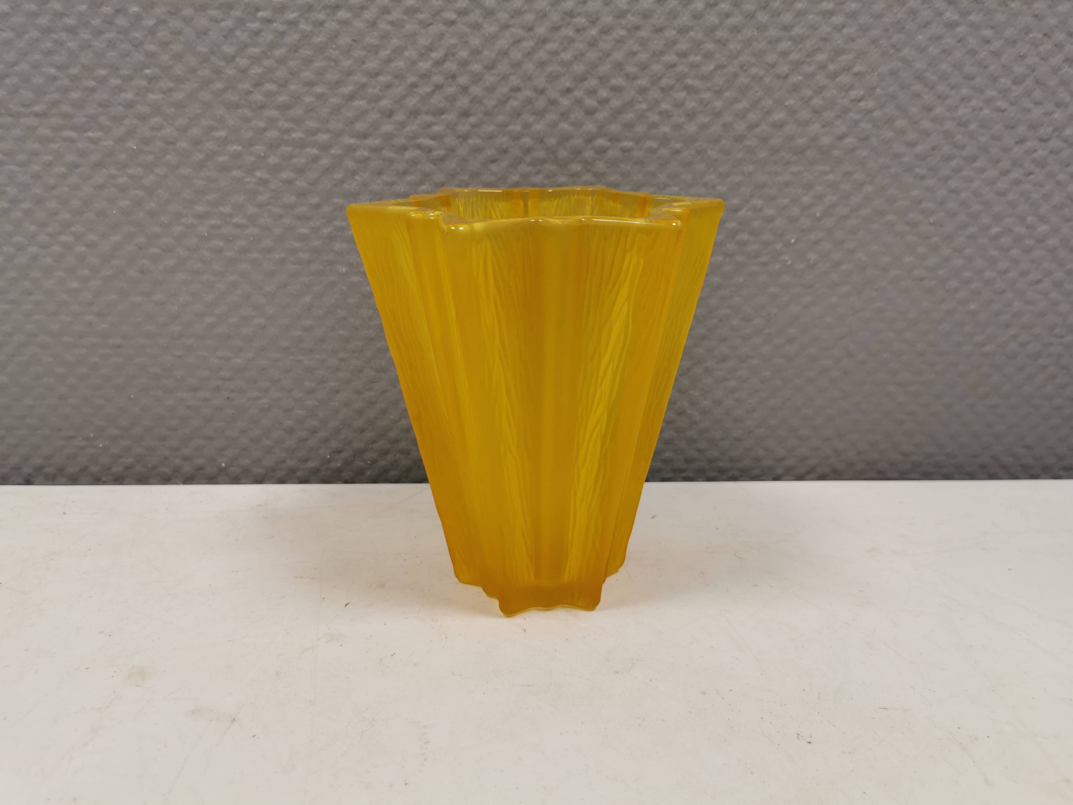 Yellow glass vase from German Walther glass estimated 1970-80s.
