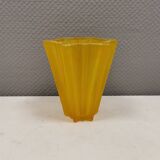 Yellow glass vase from German Walther glass estimated 1970-80s.