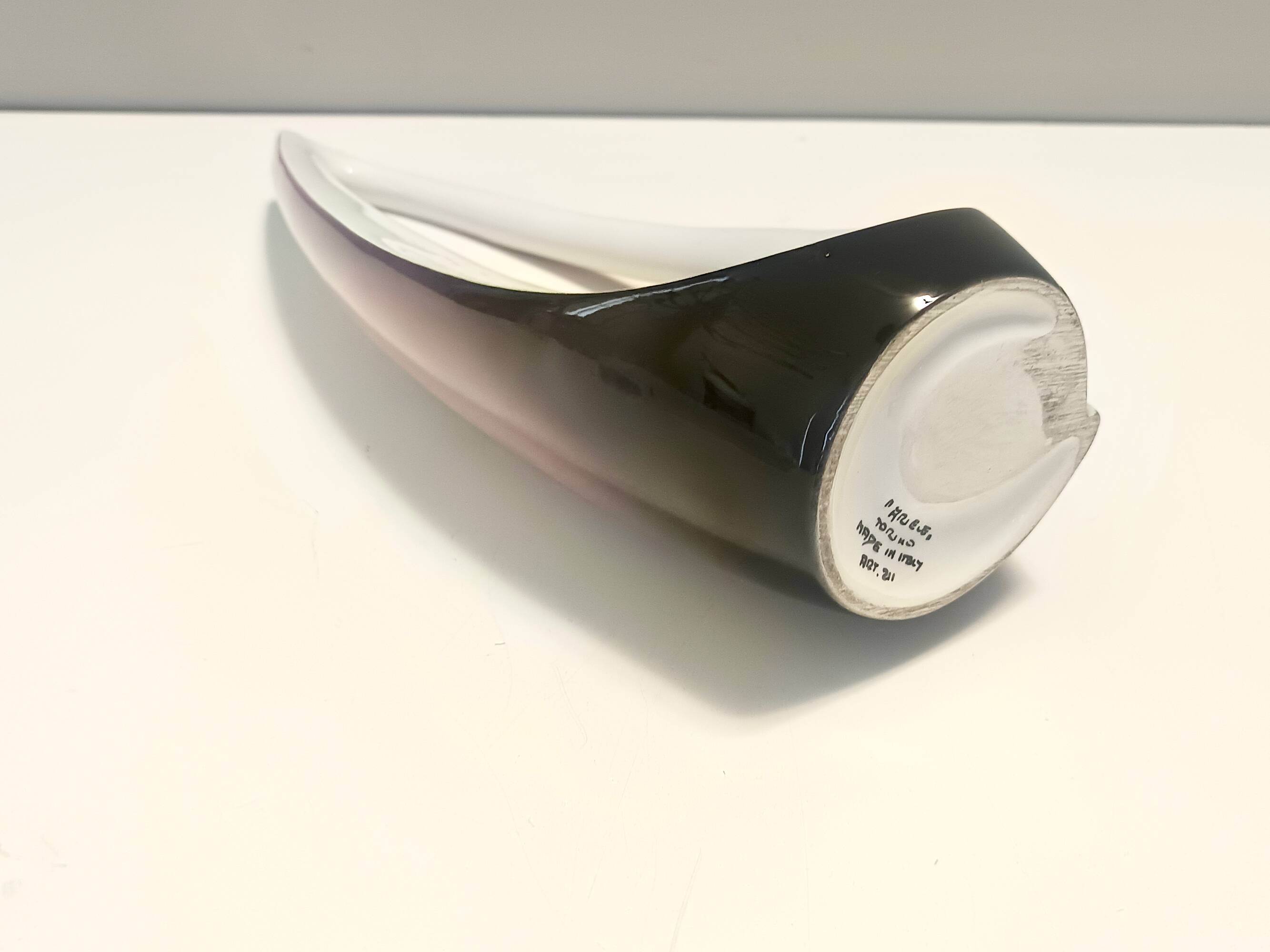 Purple, Pink and White Hand-Painted Ceramic Vase by Ariele, Turin, Italy