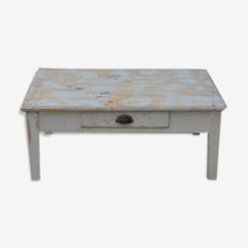 Low farm table, white patina