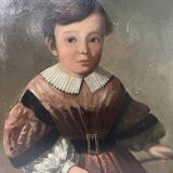 Oil on canvas depicting a young child, 19th century