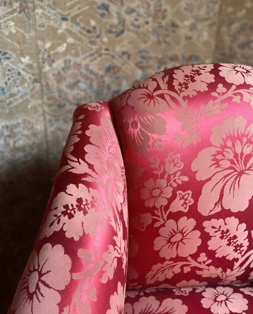 Armchair Napoleon III red satin