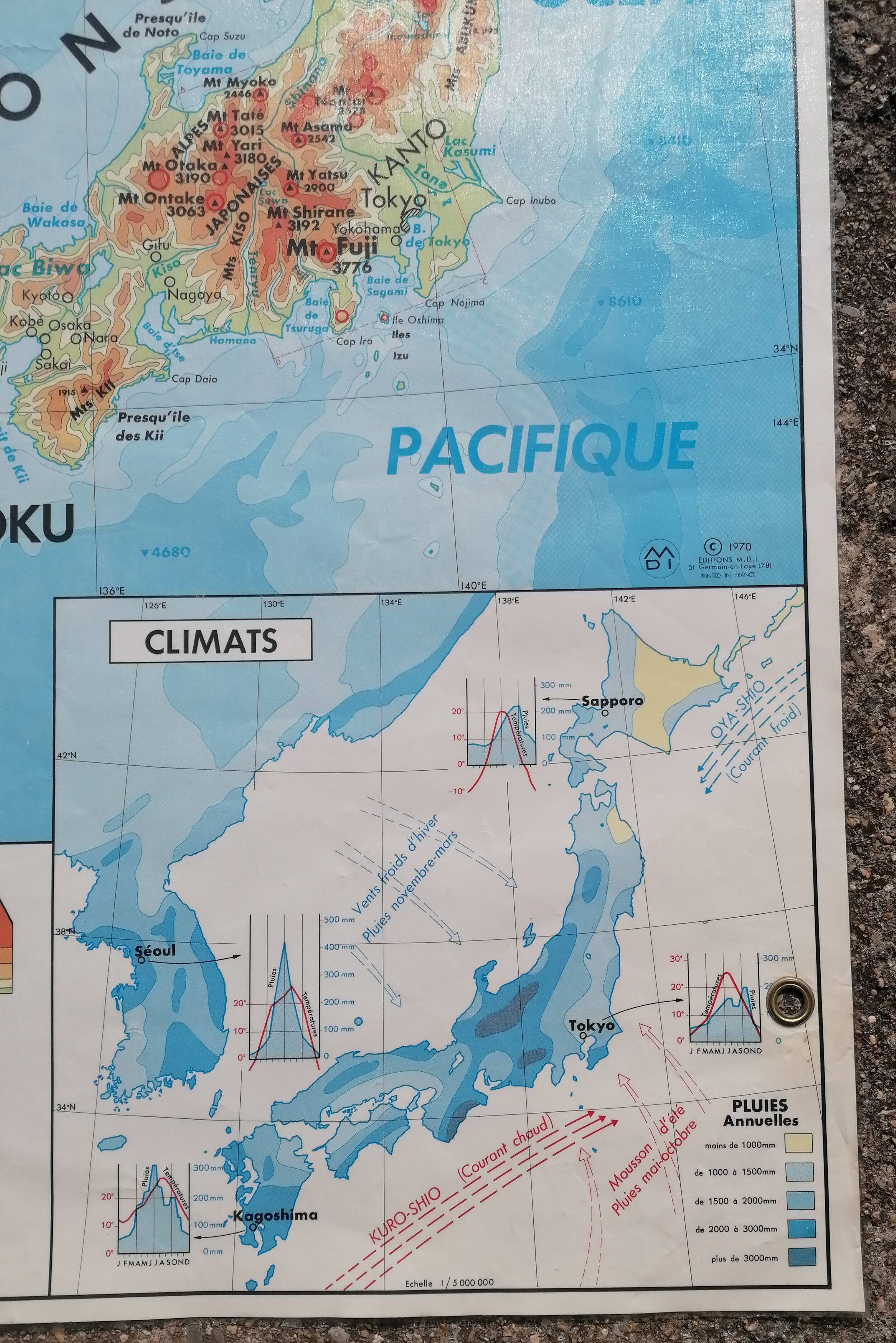 Old school map MDI Indian Union Pakistan Ceylon / Japan Korea